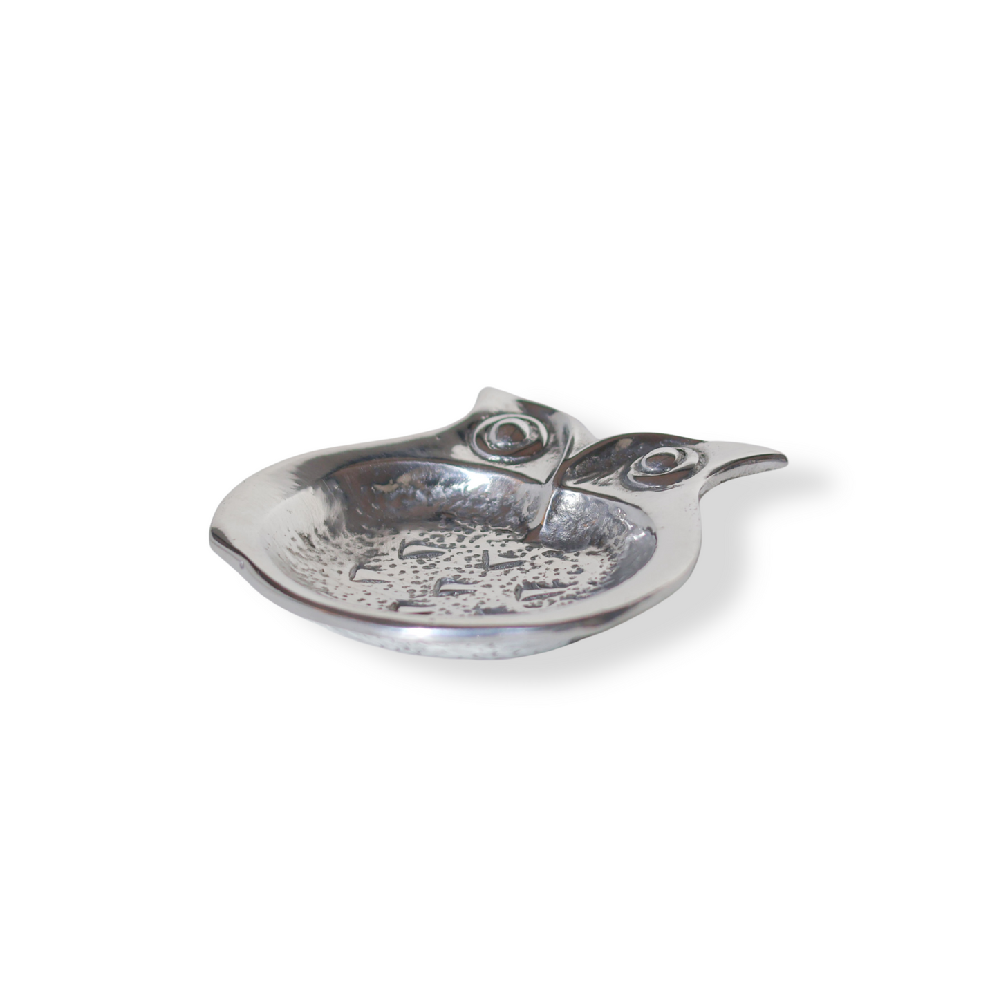 Owl Jewelry Dish, Modern Silver-LIke Pewter Ring Holder
