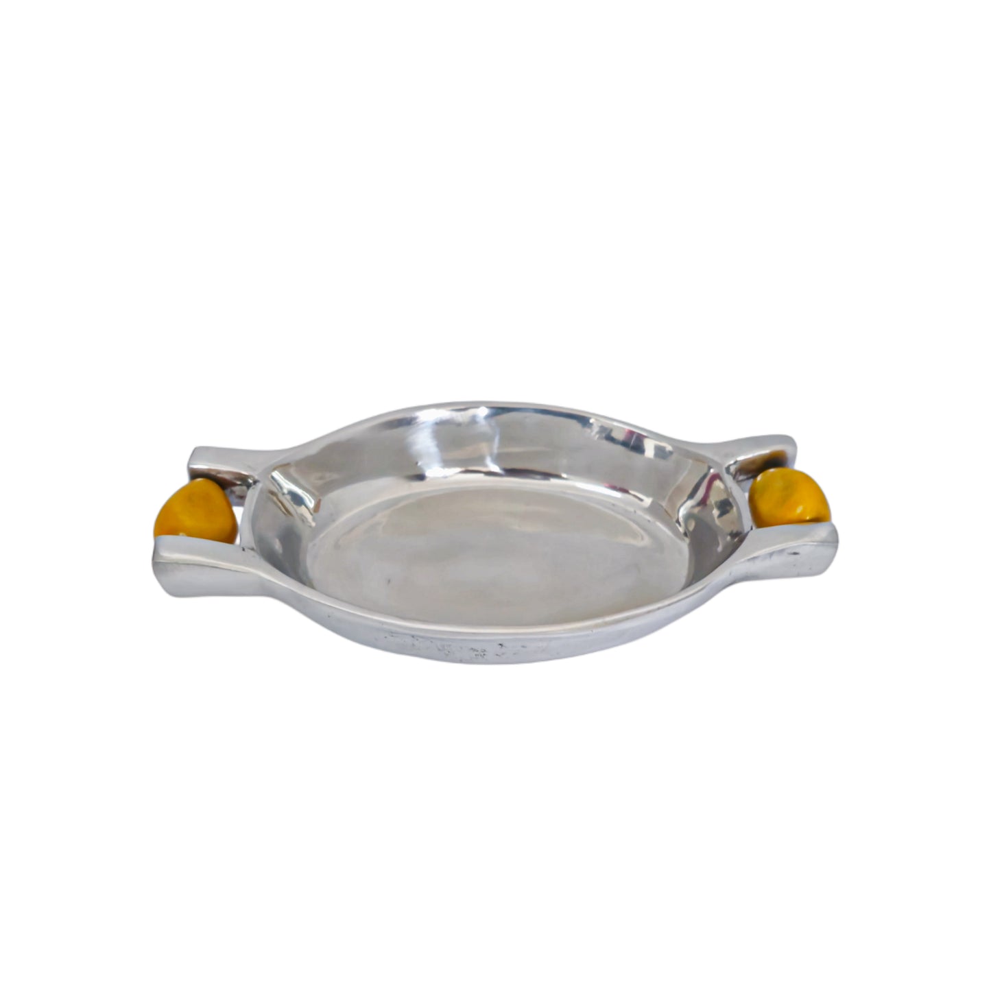 Serving Tray with Ivory-like Handles - Pewter Tray