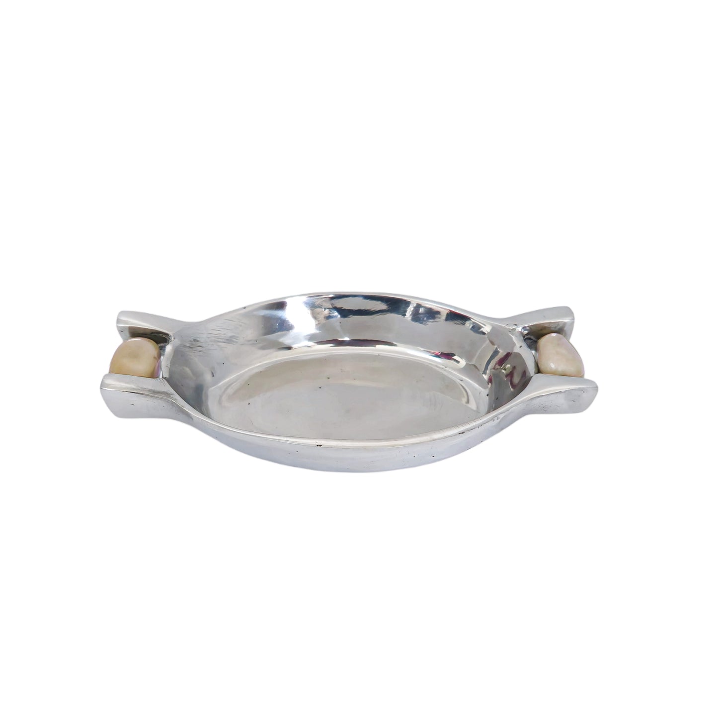 Serving Tray with Ivory-like Handles - Pewter Tray