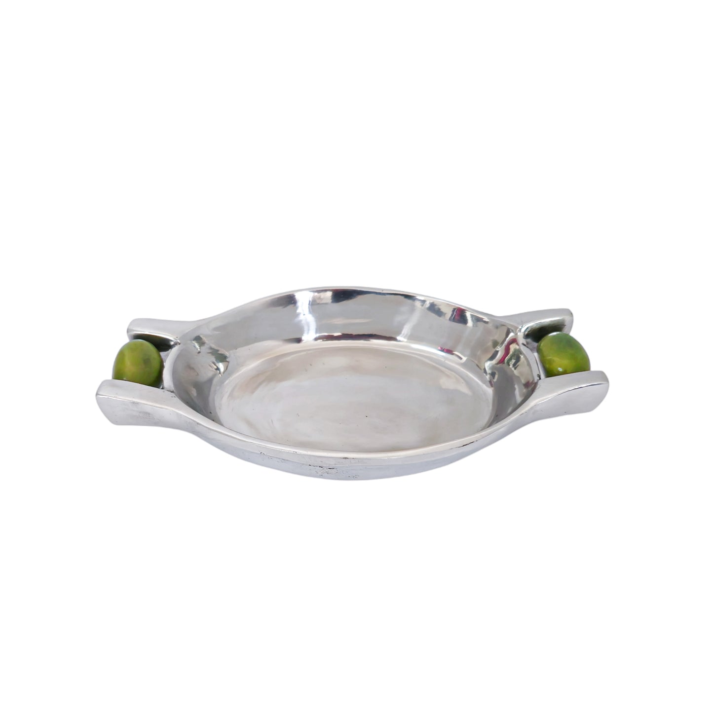 Serving Tray with Ivory-like Handles - Pewter Tray