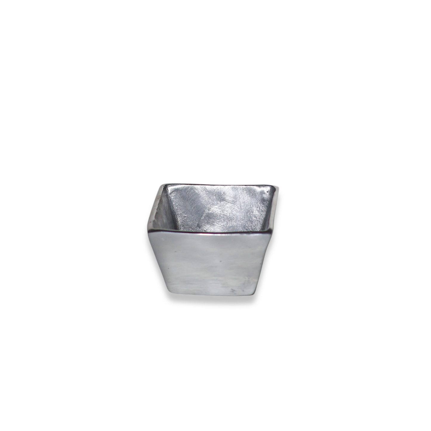 Short Mini Square Pewter Silver-Finish Pot