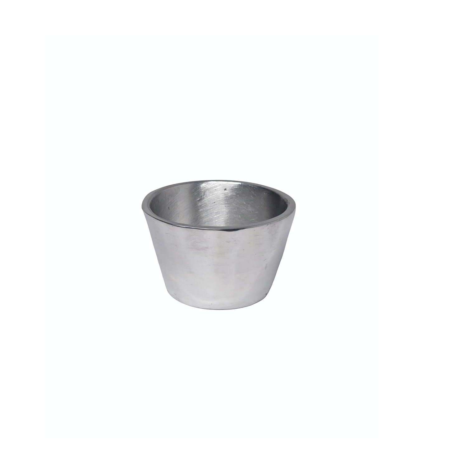 Short Succulent Pot, Modern Tapered Design Pewter Silver-Finish Mini Pot