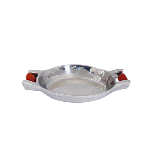 Serving Tray with Ivory-like Handles - Pewter Tray