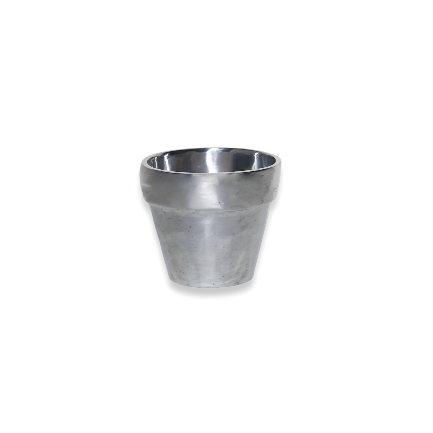 Modern Tapered Design Pewter Silver-Finish Mini Pot