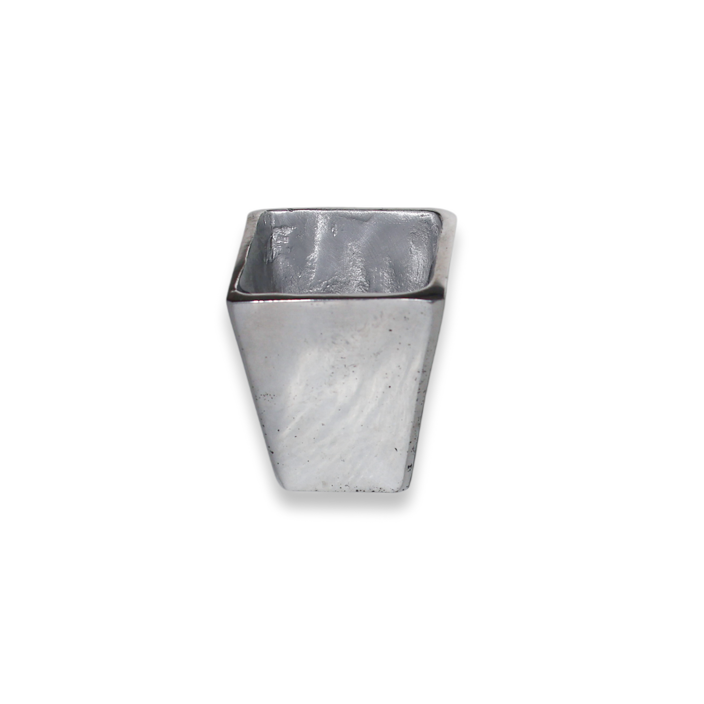 Tall Square Mini Pewter Silver-Finish Pot