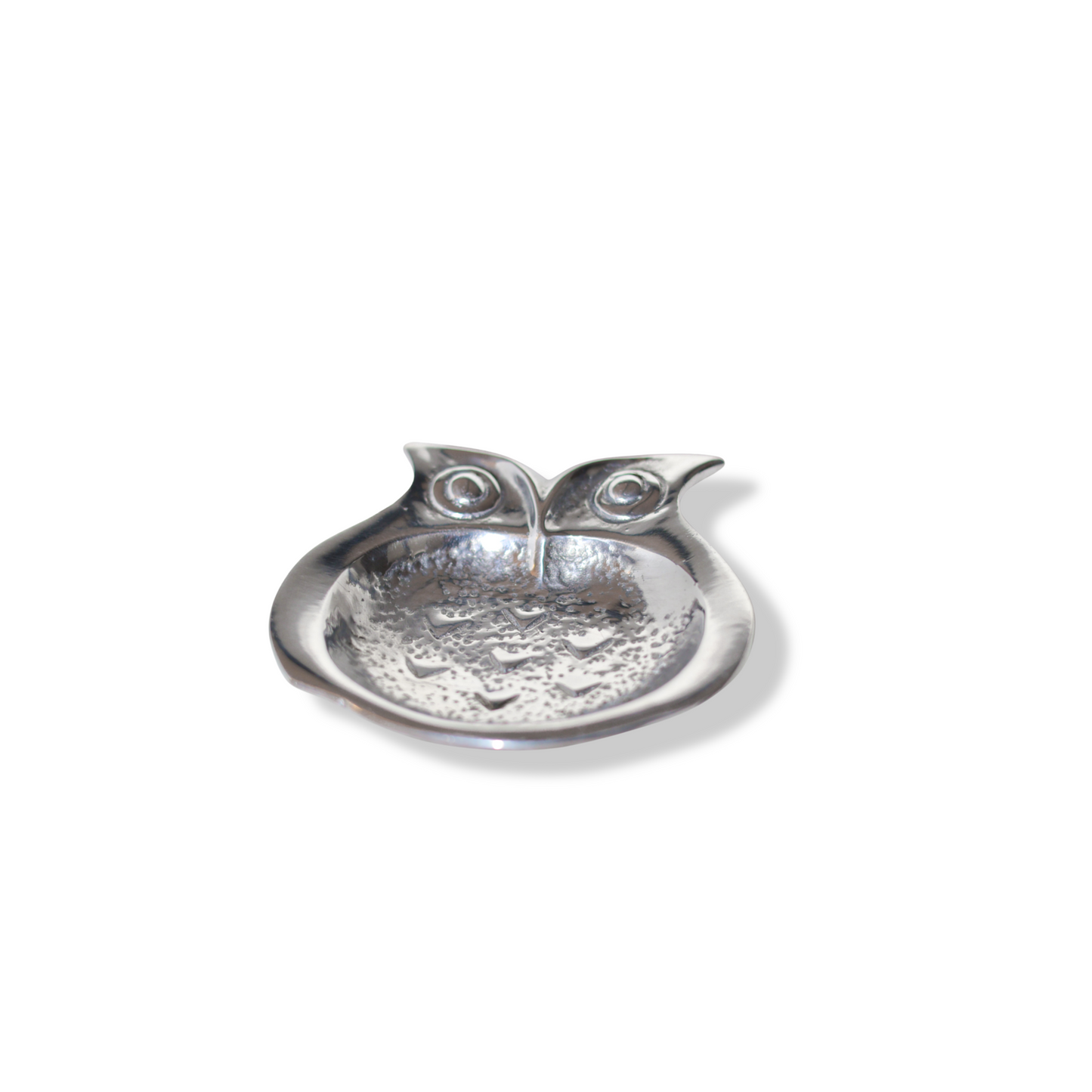 Owl Jewelry Dish, Modern Silver-LIke Pewter Ring Holder