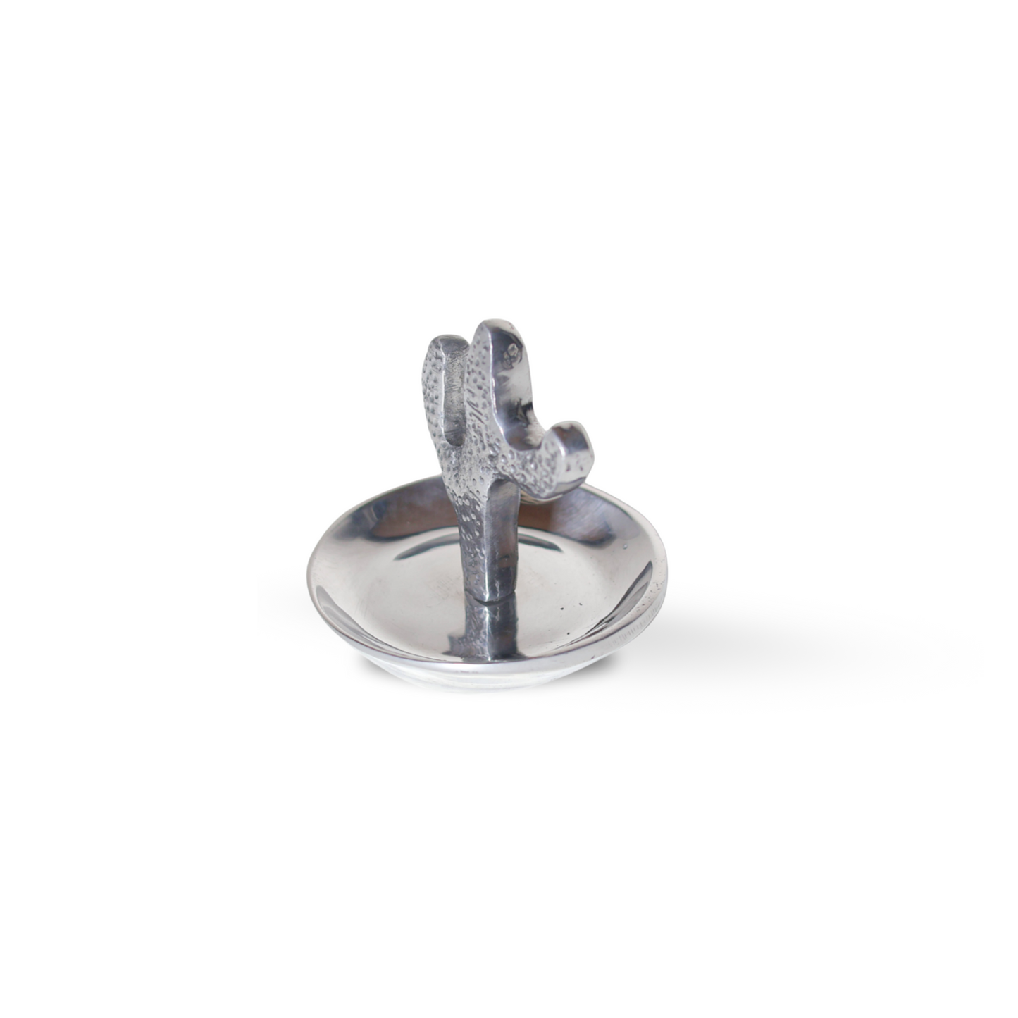 Cactus Jewelry Dish, Modern Silver-Like Pewter Agave Ring Holder