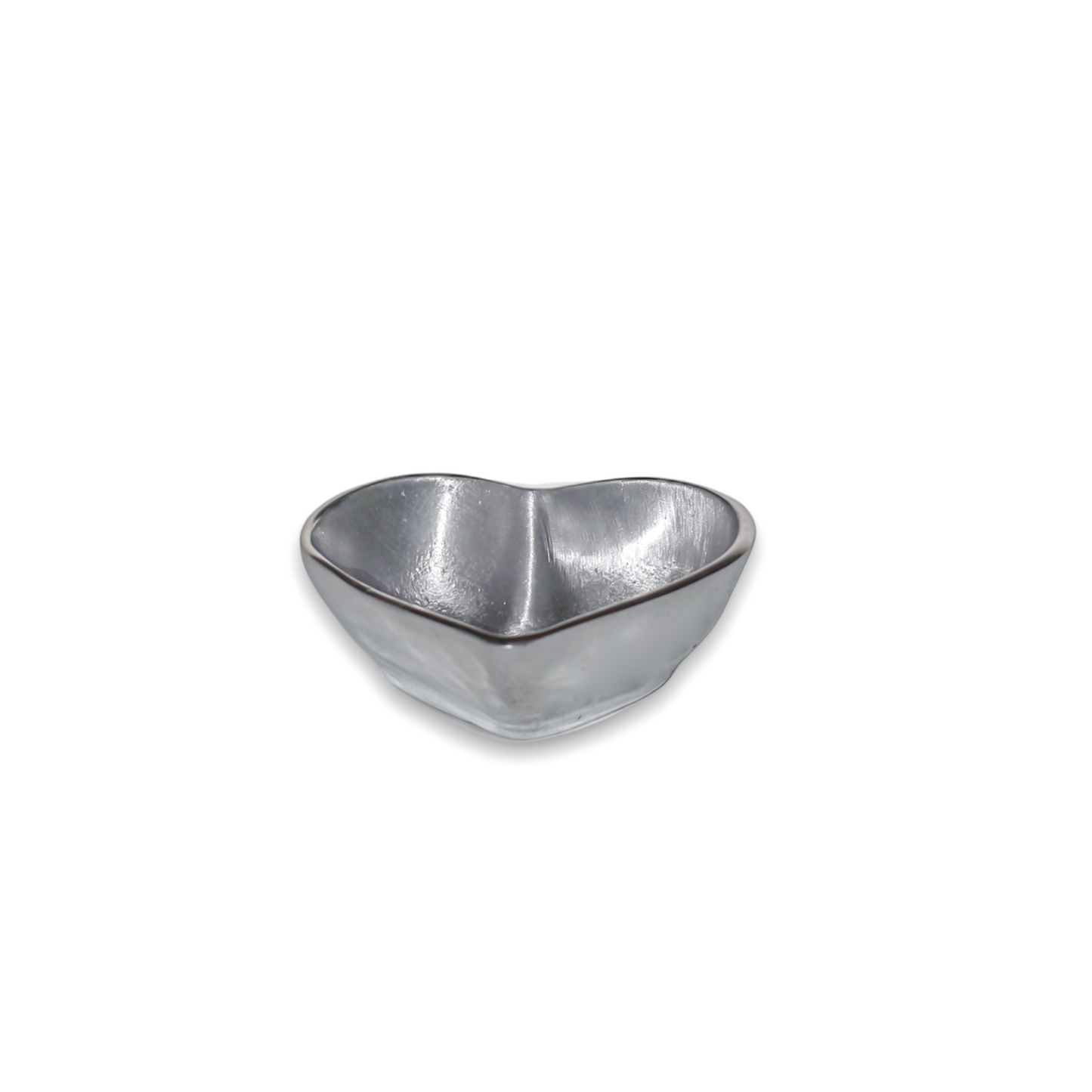 Heart-Shaped Pewter Silver-Finish Mini Pot