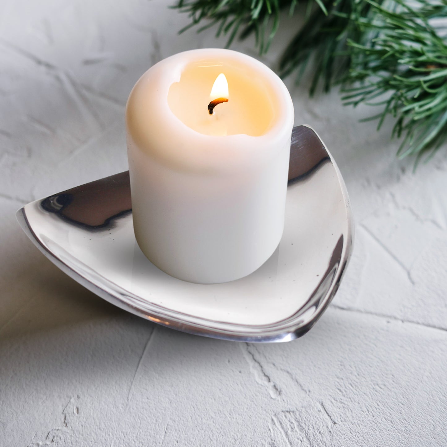 Candle Plate – Multifunctional Silver-Like Decorative Tray